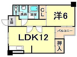 グランアルトピノ尼崎 1LDKの間取図画像