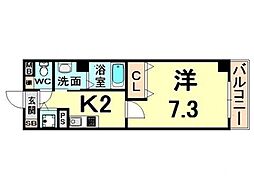 アーイ塚口 1Kの間取図画像