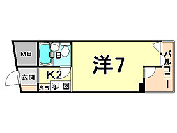 プリエールJR塚口駅前 ワンルームの間取図画像
