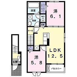 北園アパート 2LDKの間取図画像