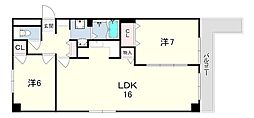 サンウェルシー21 2LDKの間取図画像