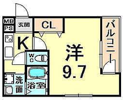 フジパレス武庫之荘5番館 1Kの間取図画像