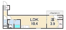 ウィングヒルズ武庫之荘 1LDKの間取図画像
