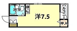 リーフエイジソノダ ワンルームの間取図画像