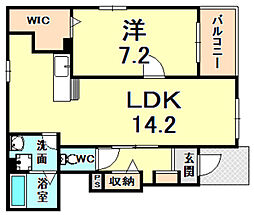 クリスタルフェンテ1 1LDKの間取図画像