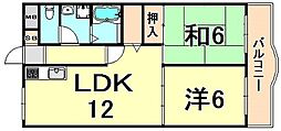 レジデンス塚口 2LDKの間取図画像