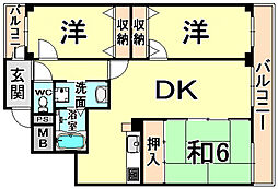 ケイジェイ・レジデンス南武庫之荘 3DKの間取図画像