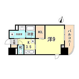 エトワール尼崎 1Kの間取図画像