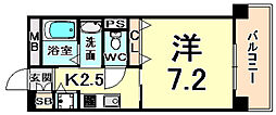 クレリジェール 1Kの間取図画像