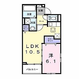 アルストロメリアV 1LDKの間取図画像