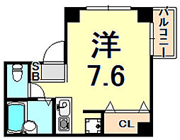 リーソンズコート伊丹 ワンルームの間取図画像