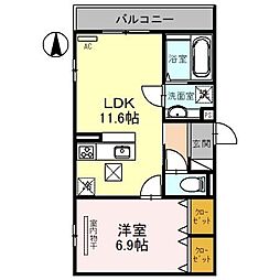 D-room武庫之荘 1LDKの間取図画像