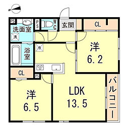 D-room立花 2LDKの間取図画像