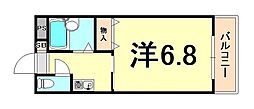 クレアール立花 1Kの間取図画像