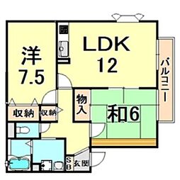 ガーデンスクエア伊丹B棟 2LDKの間取図画像