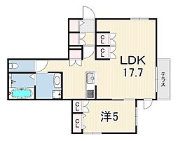 へーベル瑞穂 1LDKの間取図画像