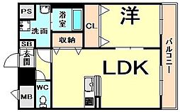 アンプルール・フェールエタンセルマン昆陽 1LDKの間取図画像