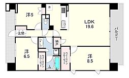 プラウドシティ塚口マークスカイ 3LDKの間取図画像