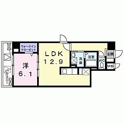 クルール尼崎 1LDKの間取図画像