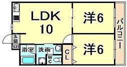 ロイヤルガーデン 2LDKの間取図画像