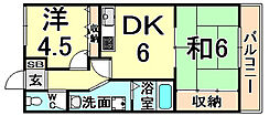 平井マンション 2DKの間取図画像