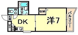 ジュネス南塚口 1DKの間取図画像