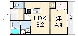 メゾンヒロナ昭和南通 1LDKの間取図画像