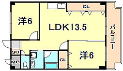 メゾンドール昆陽1 2LDKの間取図画像