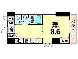 アーデン塚口 1Kの間取図画像
