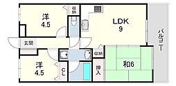 リビーナ東なにわ 3DKの間取図画像