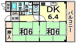フェリス武庫之荘 2DKの間取図画像
