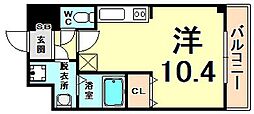 オズレジデンス尼崎 ワンルームの間取図画像