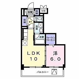 レジス城ノ堀 1LDKの間取図画像