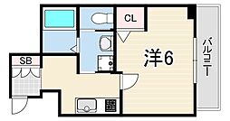 レーヴメゾン尼崎大物 1Kの間取図画像