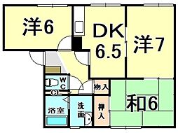 ロジュマン緑ケ丘 2LDKの間取図画像