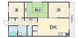 武庫之荘ガーデン 3LDKの間取図画像