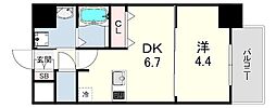 尼崎市建家町マンション 1DKの間取図画像