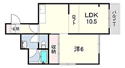 サンパレス21東園田2 2DKの間取図画像