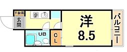 猪名寺パークマンション・2 ワンルームの間取図画像