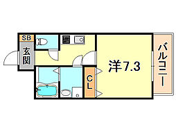 モレスヴィラ塚口 1Kの間取図画像