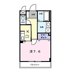 ハーモニーコート 1Kの間取図画像