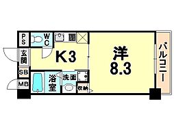 アーデン塚口 1Kの間取図画像