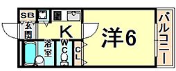 リエス伊丹駅前 1Kの間取図画像
