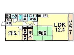 ケーフィル塚口 2LDKの間取図画像