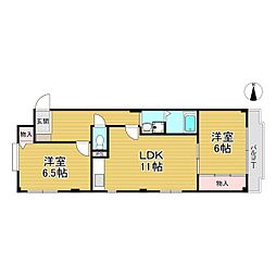 ラヴィール若宮 2LDKの間取図画像