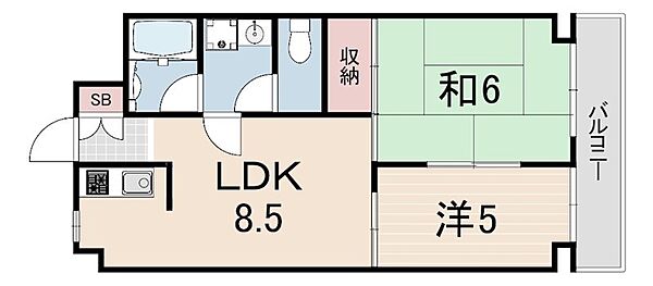 エスペラール武庫之荘 ｜兵庫県尼崎市南武庫之荘５丁目(賃貸マンション2LDK・4階・43.50㎡)の写真 その2