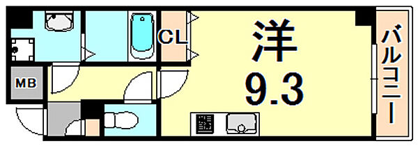 ラビットビル ｜兵庫県西宮市中前田町(賃貸マンション1R・6階・26.12㎡)の写真 その2