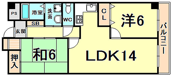 ペニーレーン西宮 ｜兵庫県西宮市能登町(賃貸マンション2LDK・3階・60.00㎡)の写真 その2