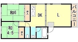 ランマンション 2LDKの間取図画像