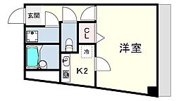 有馬サテライトマンション 2階1Kの間取り